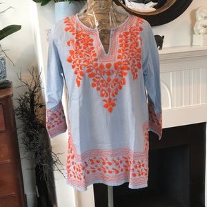 Gretchen Scott Designs L Embroidered Tunic Top